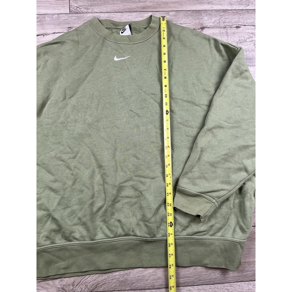 Nike Sweatshirt Men's Medium Olive Green Center Swoosh Crewneck Pullover Casual - Picture 5 of 12
